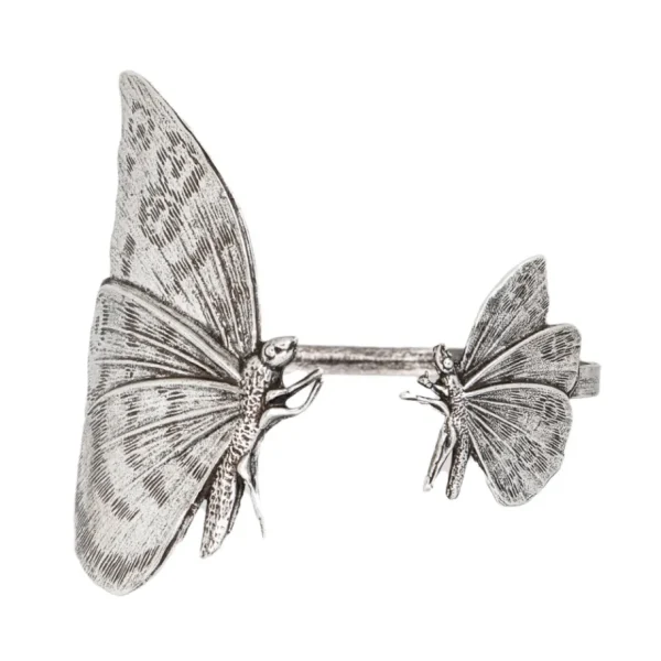 Lotta Djossou Bracelet Double Papillon Argenté Hot