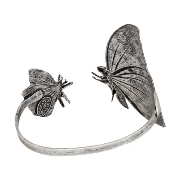 Lotta Djossou Bracelet Double Papillon Argenté Hot