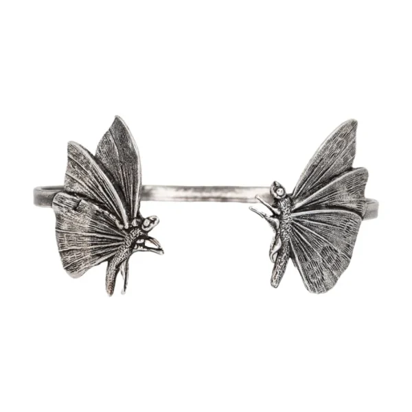 Lotta Djossou Bracelet Double Petit Papillon Argenté New