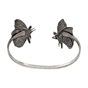 Lotta Djossou Bracelet Double Petit Papillon Argenté New