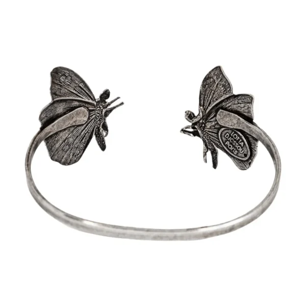 Lotta Djossou Bracelet Double Petit Papillon Argenté New