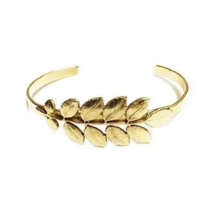 Lotta Djossou Bracelet Jonc Petit Feuille d'Acacia Doré Sale