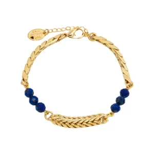 Lotta Djossou Bracelet Tressé Doré Lapis Lazuli Bleu Discount