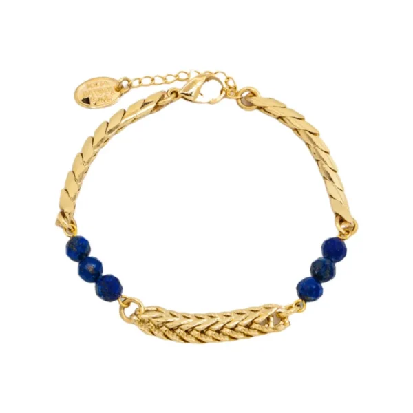 Lotta Djossou Bracelet Tressé Doré Lapis Lazuli Bleu Discount