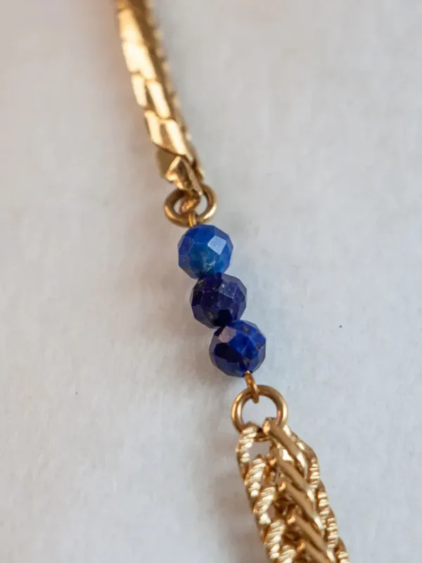 Lotta Djossou Bracelet Tressé Doré Lapis Lazuli Bleu Discount