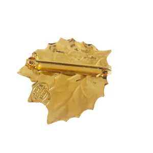 Lotta Djossou Broche 3 Feuilles Dorée New