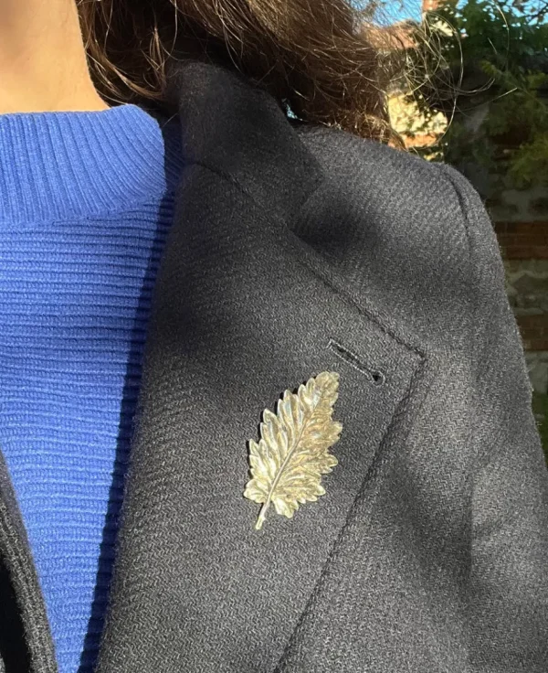 Lotta Djossou Broche Feuille Argentée Hot