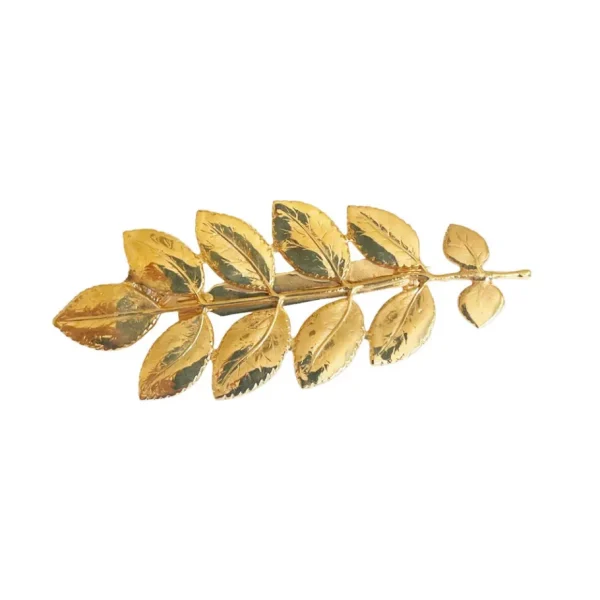Lotta Djossou Broche Feuille d'Accacia Dorée New