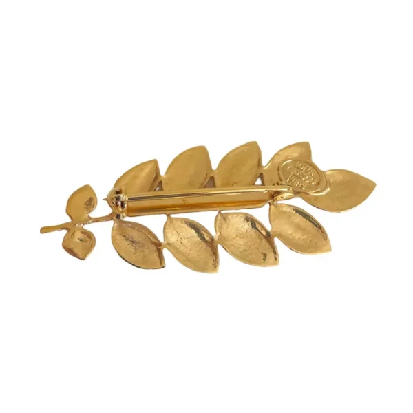 Lotta Djossou Broche Feuille d'Accacia Dorée New