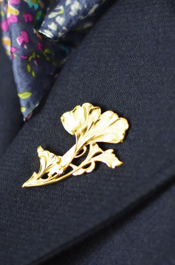 Lotta Djossou Broche Grand Gingko Dorée Sale