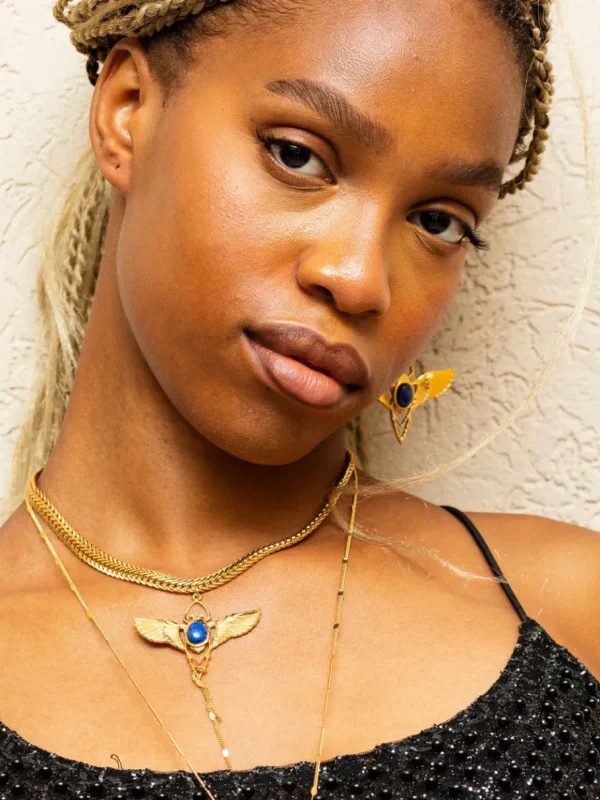 Lotta Djossou Choker Beetle Doré Lapis Lazuli Bleu Clearance