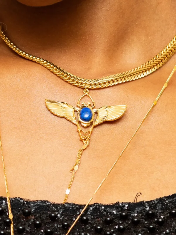 Lotta Djossou Choker Beetle Doré Lapis Lazuli Bleu Clearance