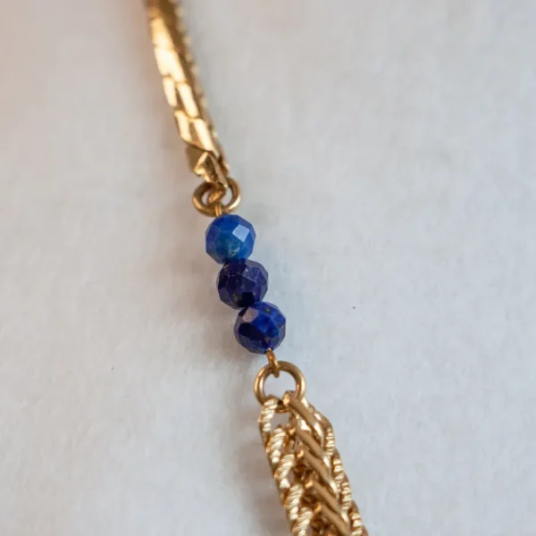 Lotta Djossou Collier Abeilles Bee Doré Lapis Lazuli Bleu Fashion