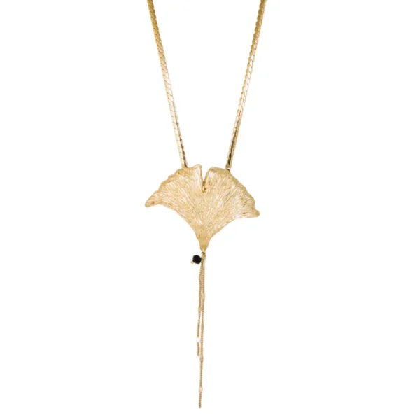 Lotta Djossou Collier Feuille de Ginkgo Doré Fashion