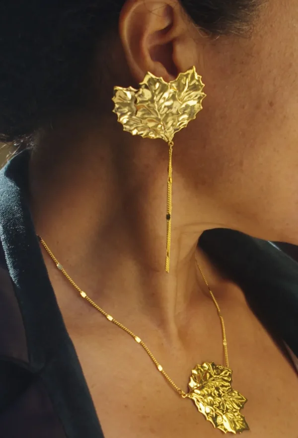 Lotta Djossou Collier Feuilles Austine Doré Sale