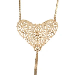 Lotta Djossou Collier Grand Filigrane Cœur Doré Hot