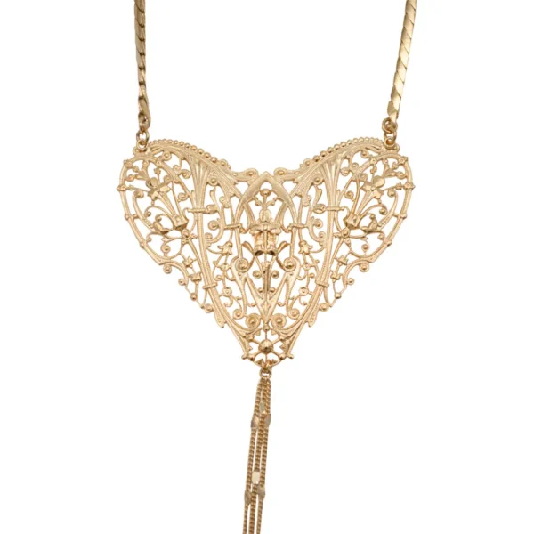 Lotta Djossou Collier Grand Filigrane Cœur Doré Hot