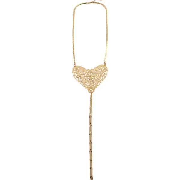 Lotta Djossou Collier Grand Filigrane Cœur Doré Hot