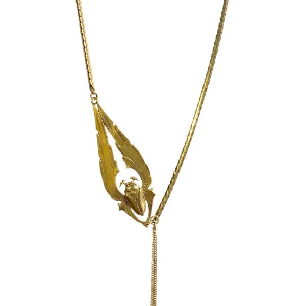 Lotta Djossou Collier Long Scarabée Doré New