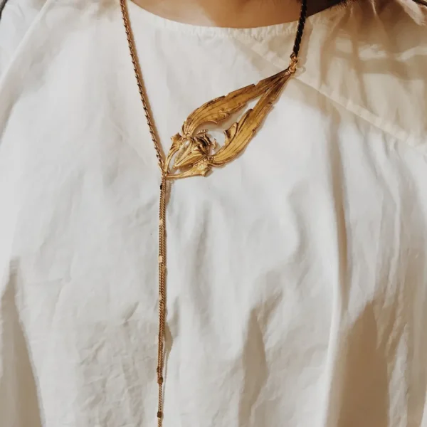 Lotta Djossou Collier Long Scarabée Doré New
